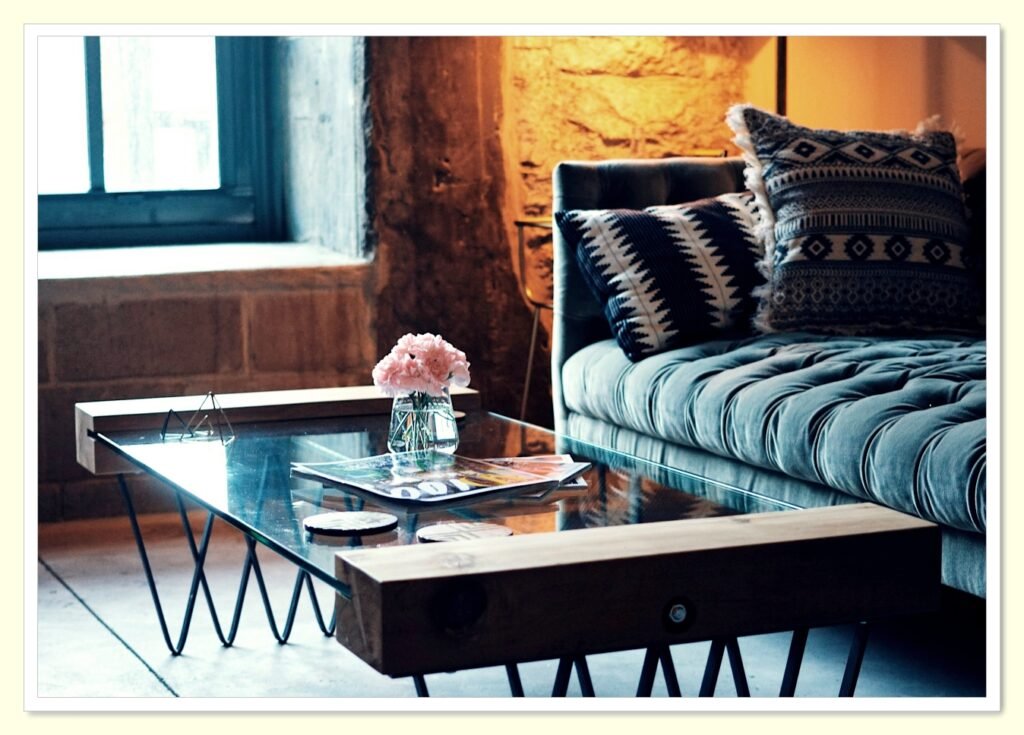 cozy first apartment living room with minimal furniture