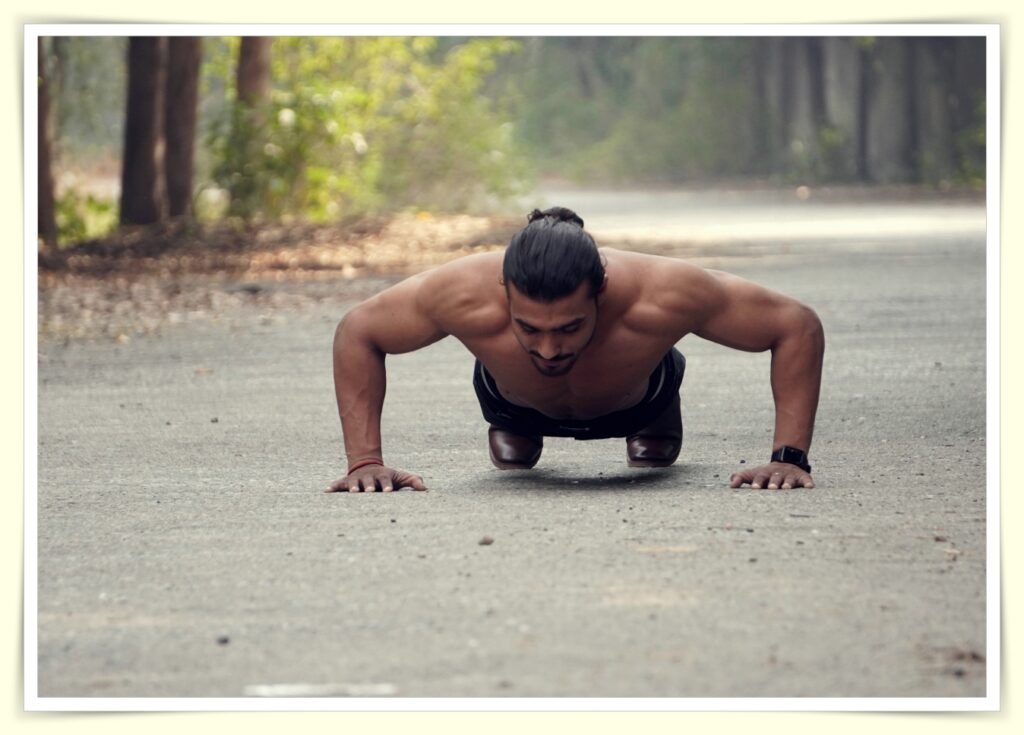 person doing bodyweight push-up workout without gym membership