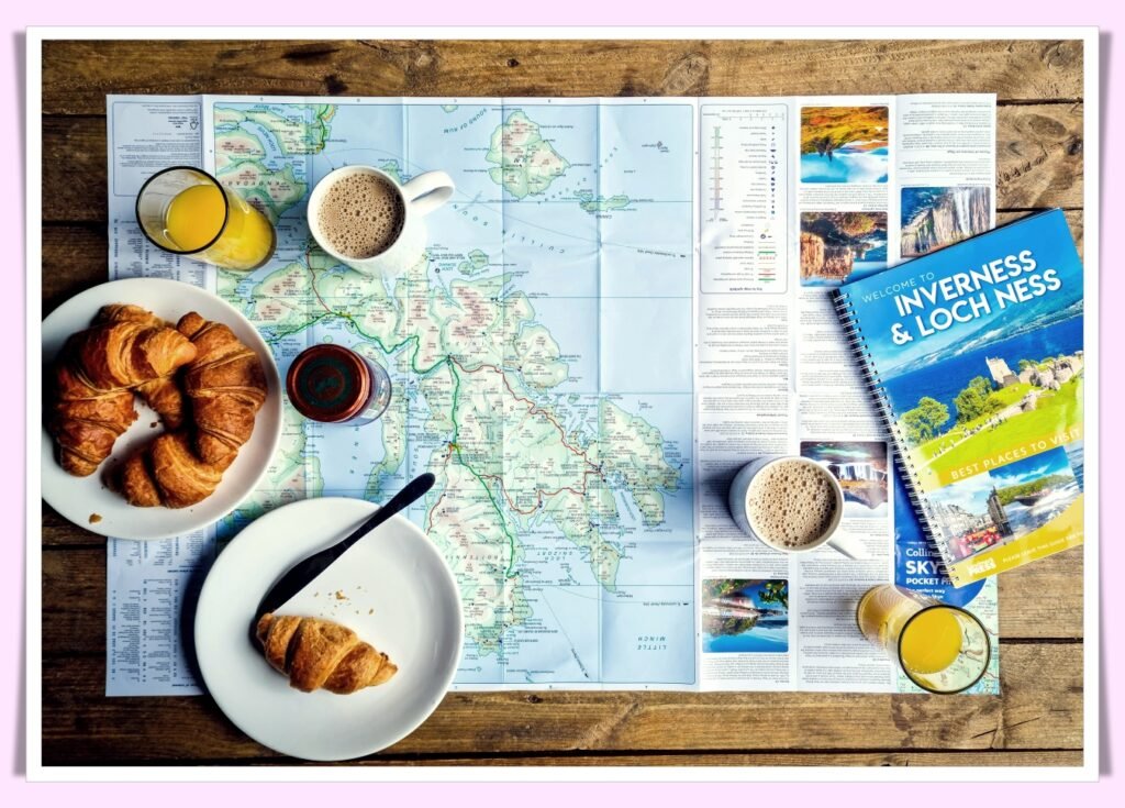 person planning budget vacation with map and suitcase