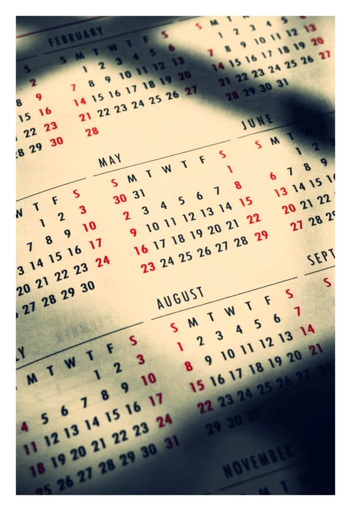 dividend calendar showing monthly payout schedule