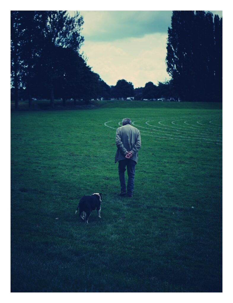 retiree walking a dog as a pet sitting side hustle